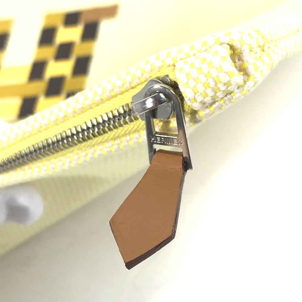 HERMES Pouch canvas yellow Flat pouch, bag, clutch bag Pouch H Tissage H Logo Women Used Authentic