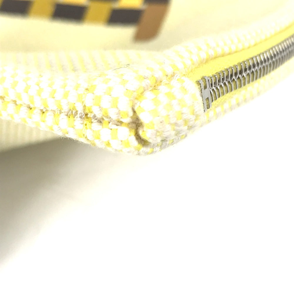 HERMES Pouch canvas yellow Flat pouch, bag, clutch bag Pouch H Tissage H Logo Women Used Authentic