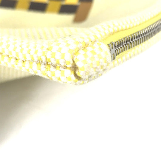 HERMES Pouch canvas yellow Flat pouch, bag, clutch bag Pouch H Tissage H Logo Women Used Authentic