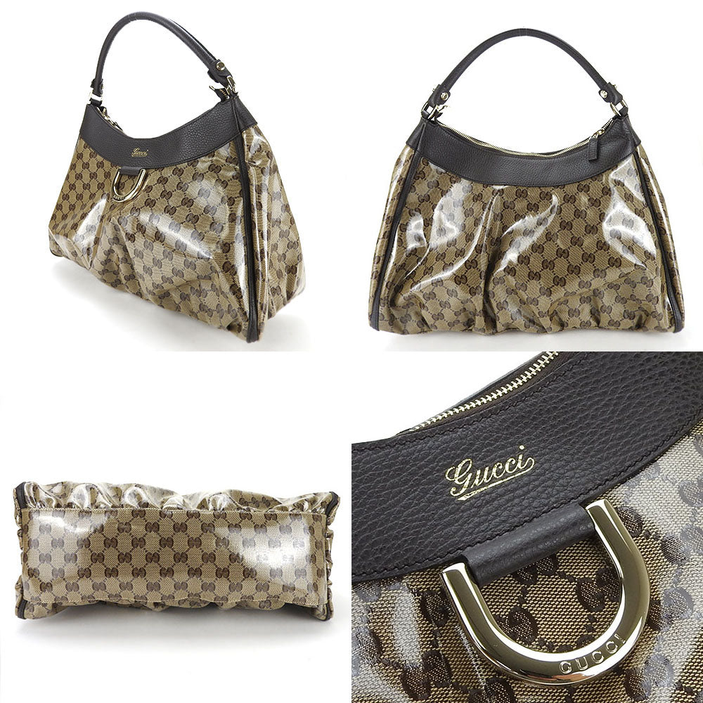 GUCCI Shoulder Bag 327786 PVC Brown GG crystal