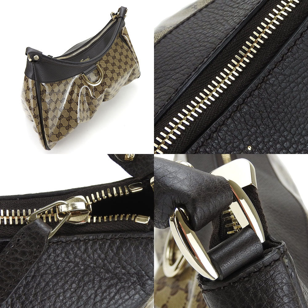 GUCCI Shoulder Bag 327786 PVC Brown GG crystal