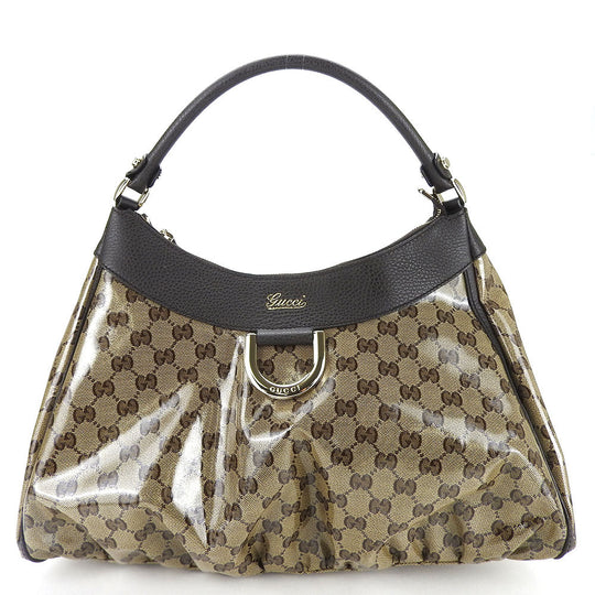 GUCCI Shoulder Bag 327786 PVC Brown GG crystal