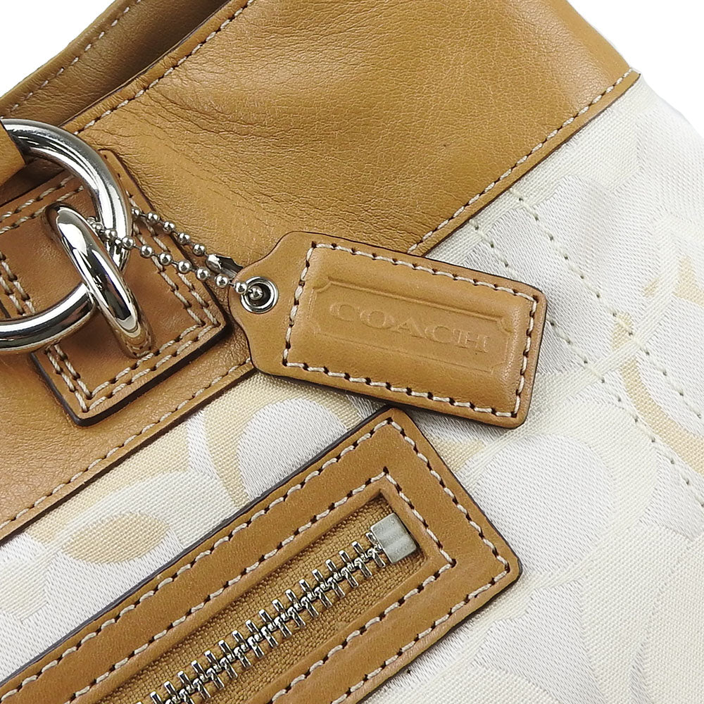 COACH Tote Bag F15122 Canvas, Leather beige Signature Women Used Authentic