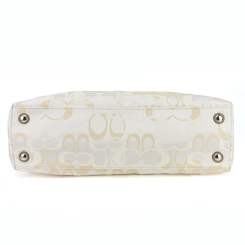 COACH Tote Bag F15122 Canvas, Leather beige Signature Women Used Authentic