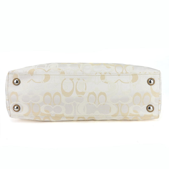 COACH Tote Bag F15122 Canvas, Leather beige Signature Women Used Authentic