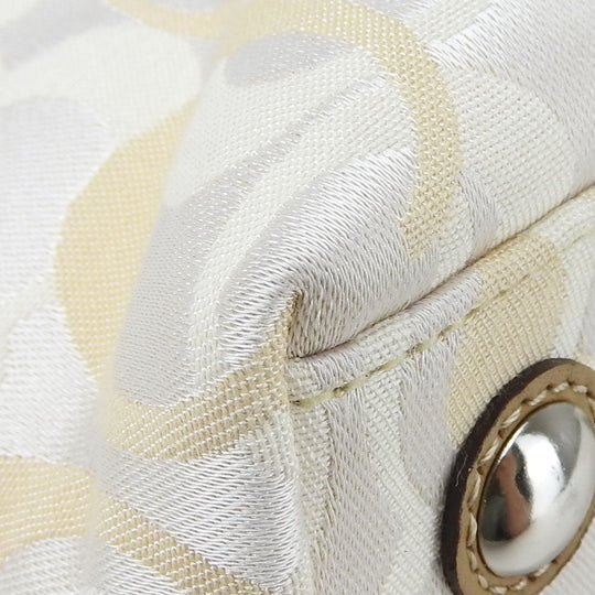 COACH Tote Bag F15122 Canvas, Leather beige Signature Women Used Authentic