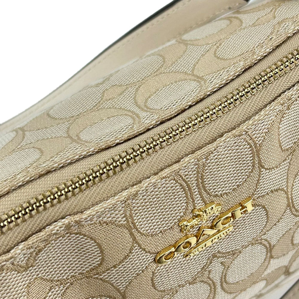 COACH Tote Bag F27582 Canvas, Leather Ivory Signature Women Used Authentic