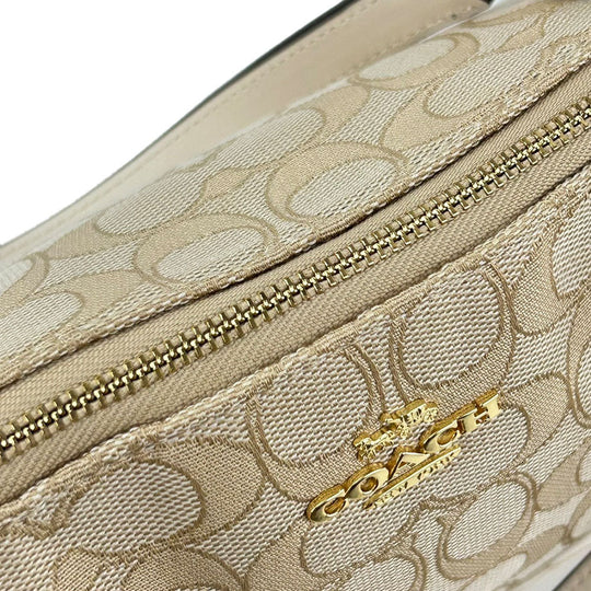 COACH Tote Bag F27582 Canvas, Leather Ivory Signature Women Used Authentic