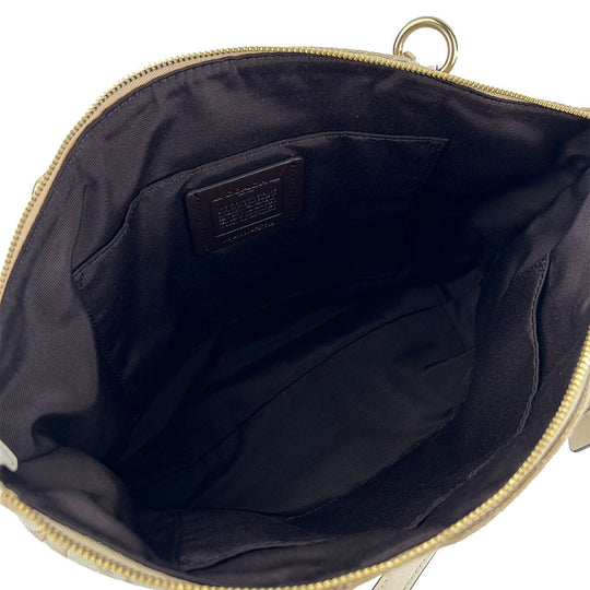 COACH Tote Bag F27582 Canvas, Leather Ivory Signature Women Used Authentic