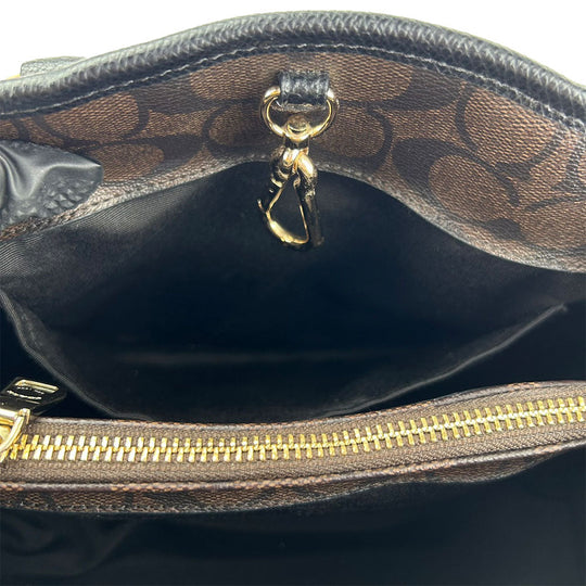 COACH Handbag F34605 PVC, Leather black Signature Women Used Authentic