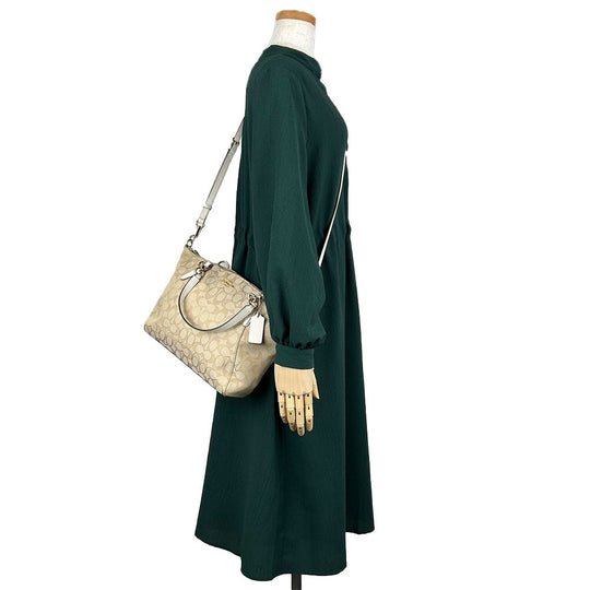 COACH Tote Bag F27582 Canvas, Leather Ivory Signature Women Used Authentic