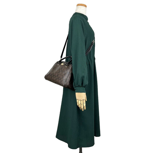 COACH Handbag F34605 PVC, Leather black Signature Women Used Authentic