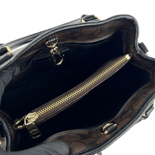 COACH Handbag F34605 PVC, Leather black Signature Women Used Authentic