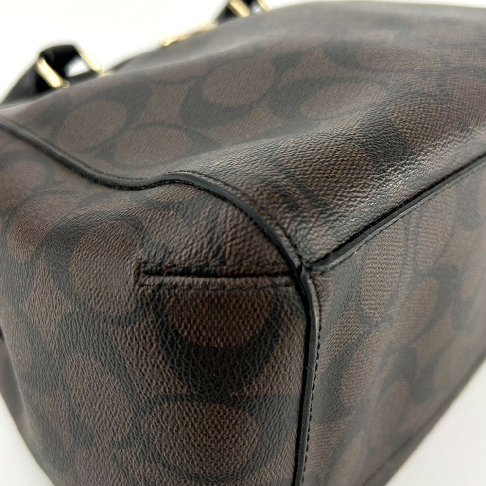 COACH Handbag F34605 PVC, Leather black Signature Women Used Authentic