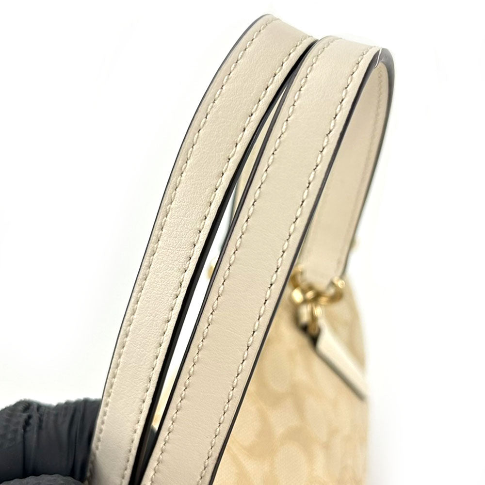 COACH Tote Bag F27582 Canvas, Leather Ivory Signature Women Used Authentic