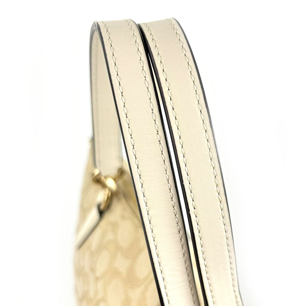 COACH Tote Bag F27582 Canvas, Leather Ivory Signature Women Used Authentic