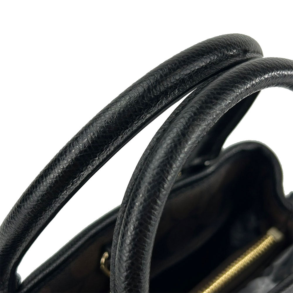 COACH Handbag F34605 PVC, Leather black Signature Women Used Authentic