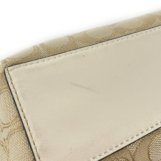 COACH Tote Bag F27582 Canvas, Leather Ivory Signature Women Used Authentic