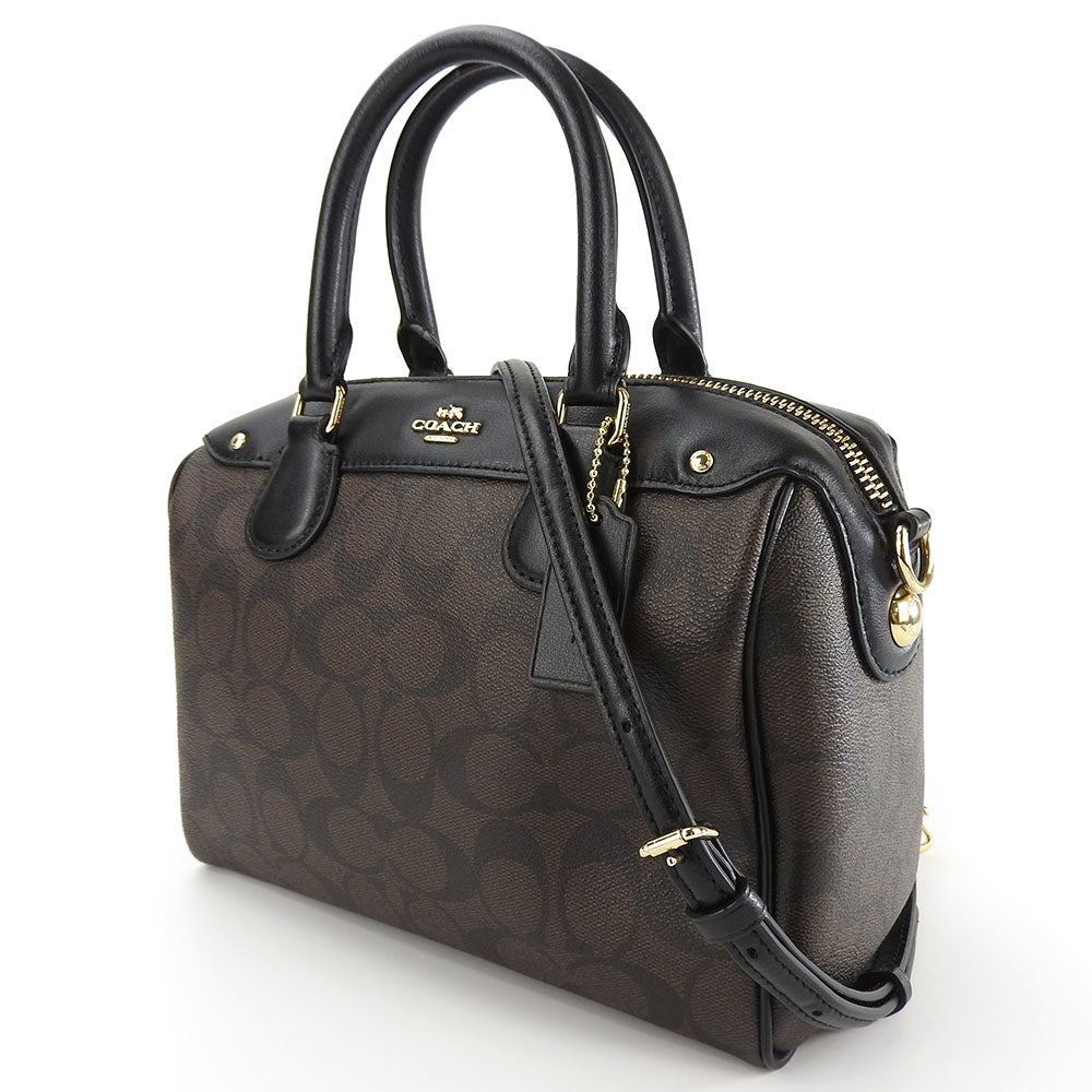 COACH Handbag F58312 Leather, PVC black Signature Mini Bennett Satchel Women Used Authentic