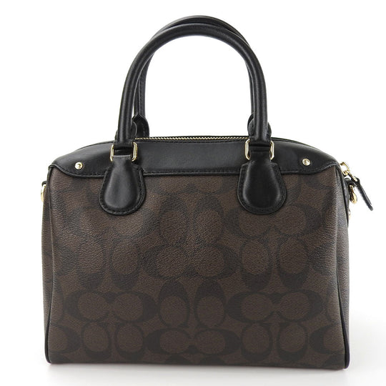 COACH Handbag F58312 Leather, PVC black Signature Mini Bennett Satchel Women Used Authentic