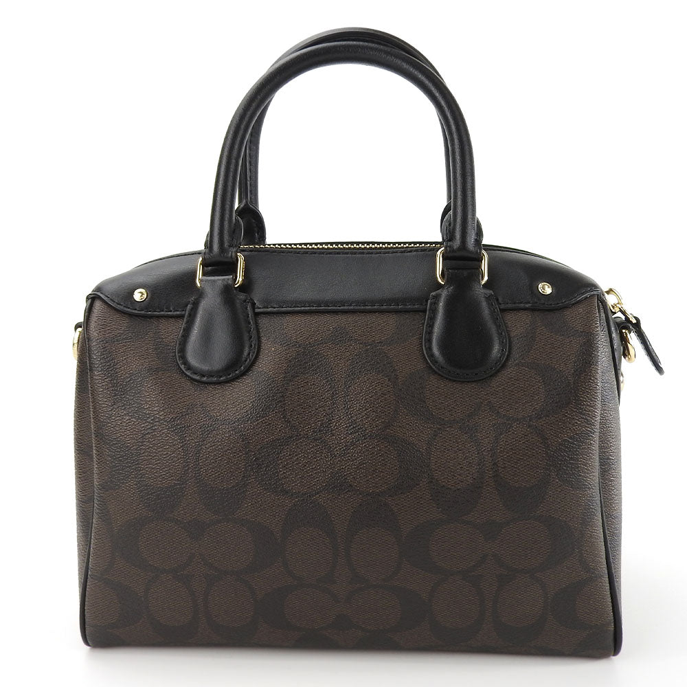 COACH Handbag F58312 Leather, PVC black Signature Mini Bennett Satchel Women Used Authentic