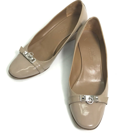 HERMES pumps Patent leather gray Medor Women 36 Used Authentic