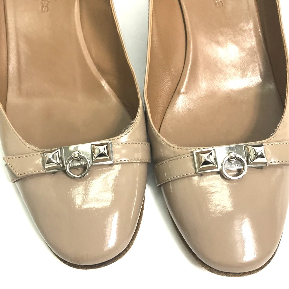 HERMES pumps Patent leather gray Medor Women 36 Used Authentic