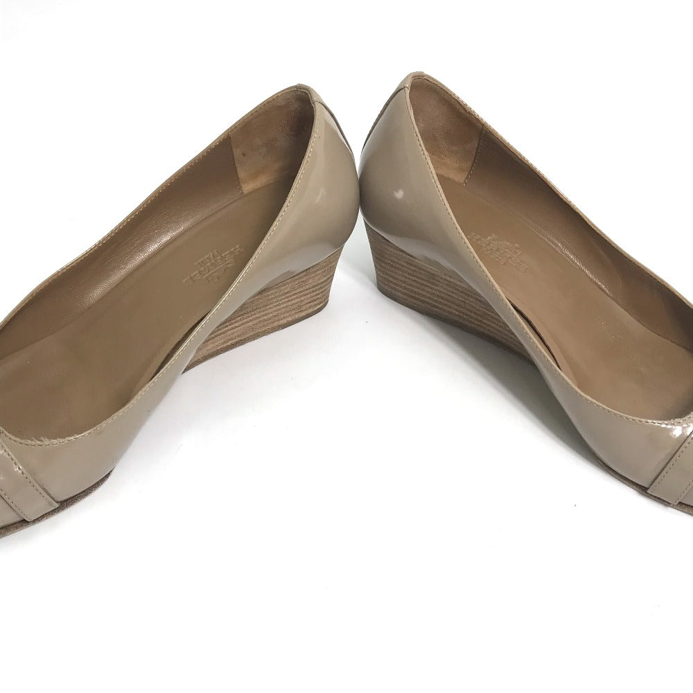 HERMES pumps Patent leather gray Medor Women 36 Used Authentic