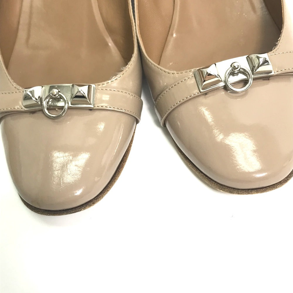 HERMES pumps Patent leather gray Medor Women 36 Used Authentic