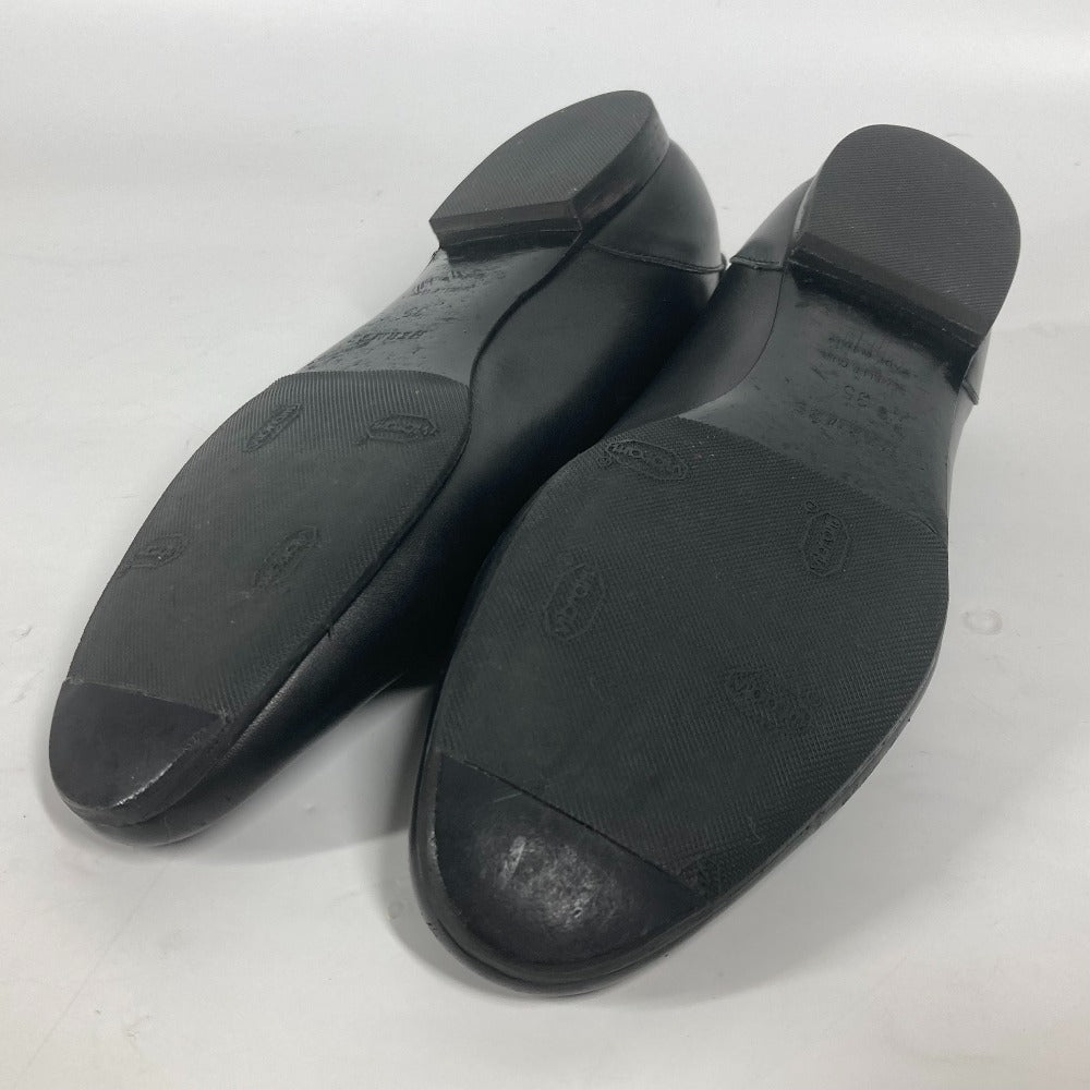 HERMES pumps leather black Serie Metal Flat shoes Women 35 Used Authentic