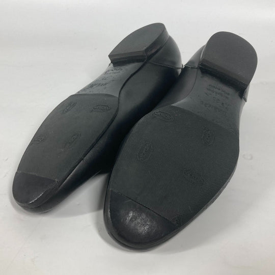 HERMES pumps leather black Serie Metal Flat shoes Women 35 Used Authentic