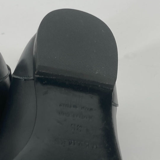 HERMES pumps leather black Serie Metal Flat shoes Women 35 Used Authentic