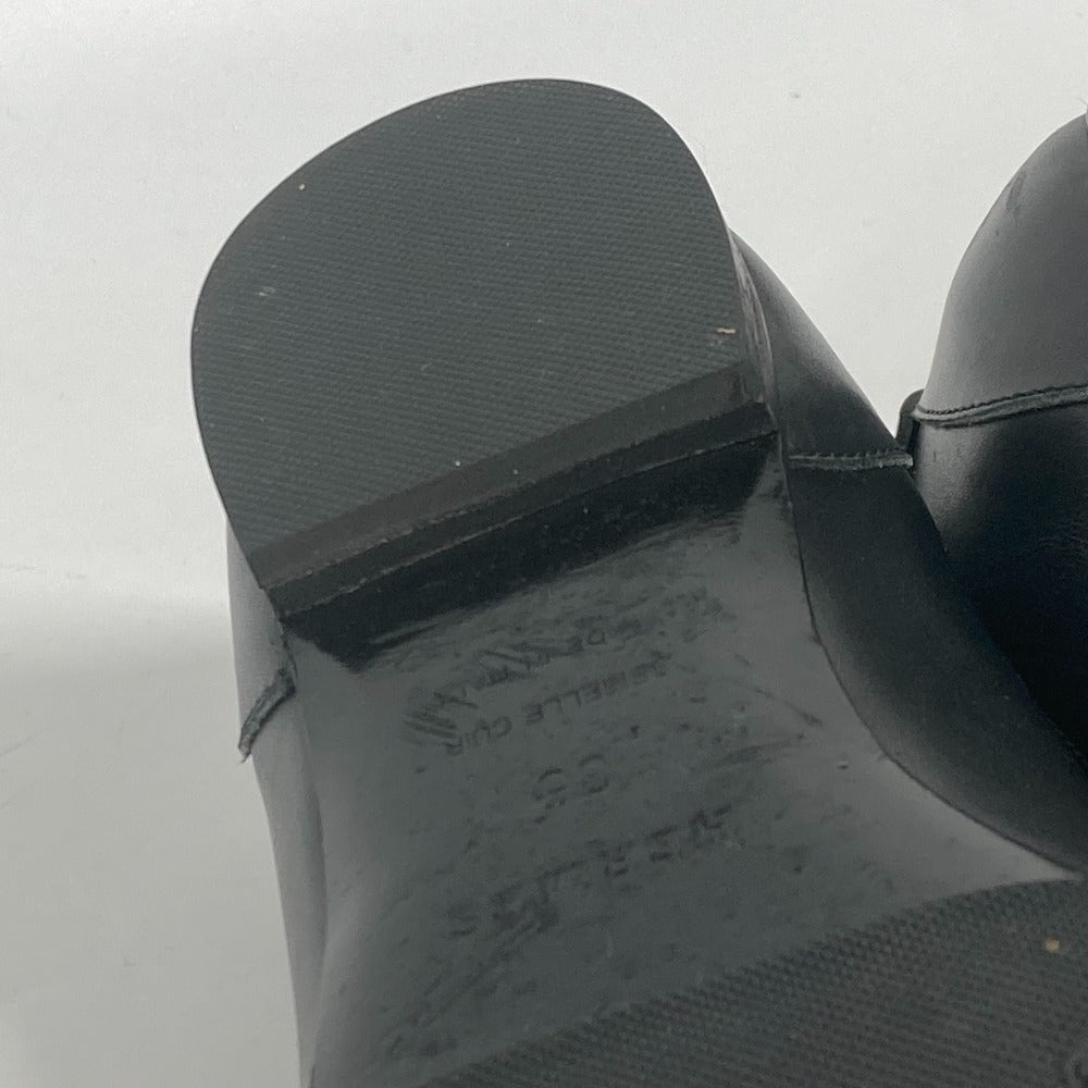 HERMES pumps leather black Serie Metal Flat shoes Women 35 Used Authentic