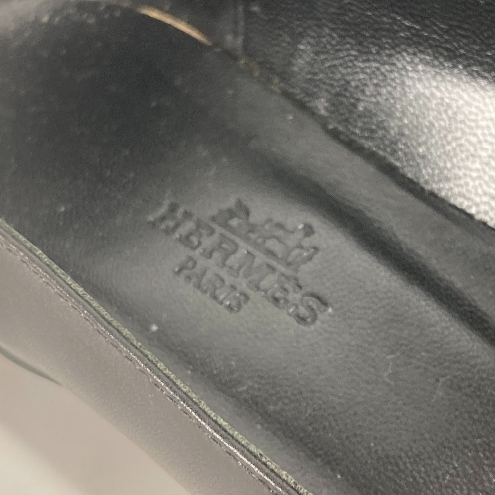 HERMES pumps leather black Serie Metal Flat shoes Women 35 Used Authentic