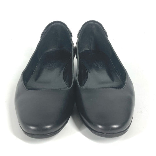 HERMES pumps leather black Serie Metal Flat shoes Women 35 Used Authentic