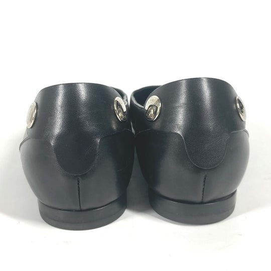 HERMES pumps leather black Serie Metal Flat shoes Women 35 Used Authentic