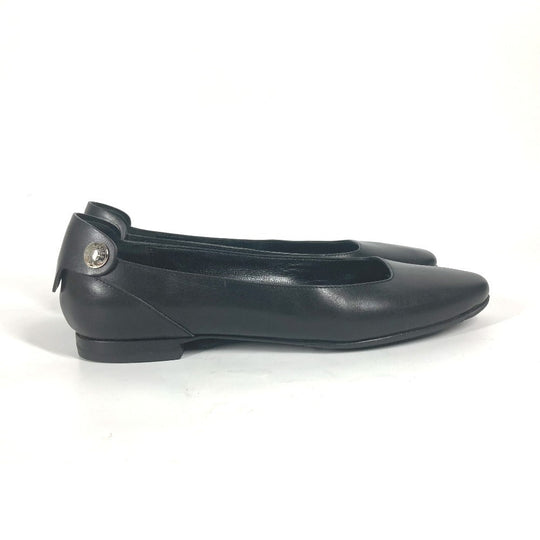 HERMES pumps leather black Serie Metal Flat shoes Women 35 Used Authentic