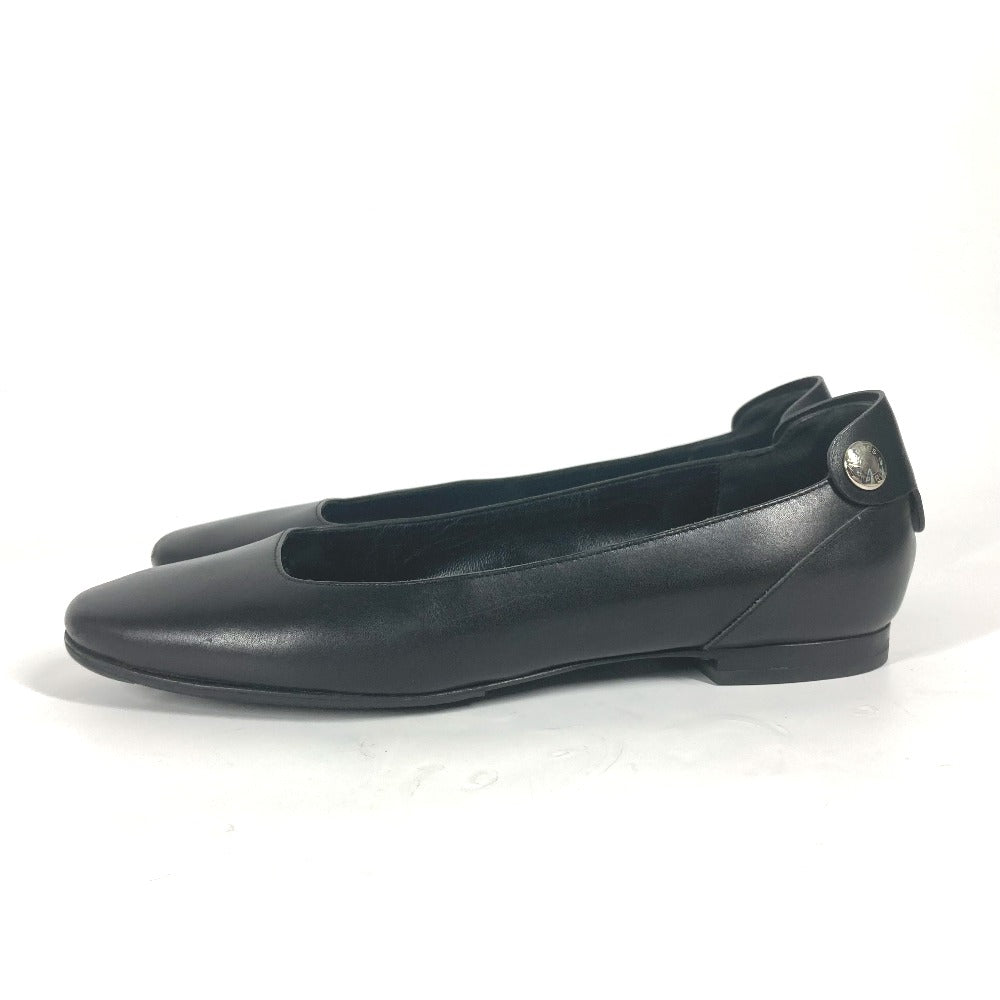 HERMES pumps leather black Serie Metal Flat shoes Women 35 Used Authentic