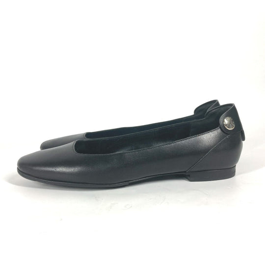 HERMES pumps leather black Serie Metal Flat shoes Women 35 Used Authentic