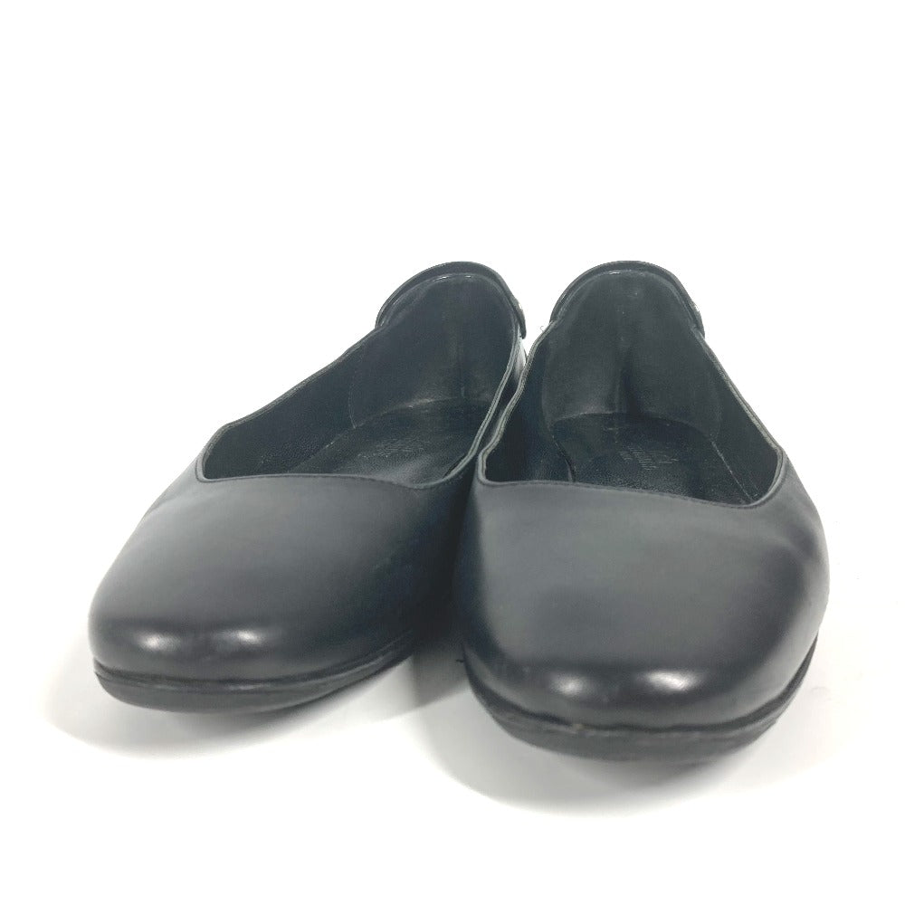HERMES pumps leather black Serie Metal Flat shoes Women 35 Used Authentic