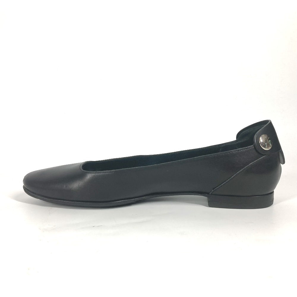 HERMES pumps leather black Serie Metal Flat shoes Women 35 Used Authentic
