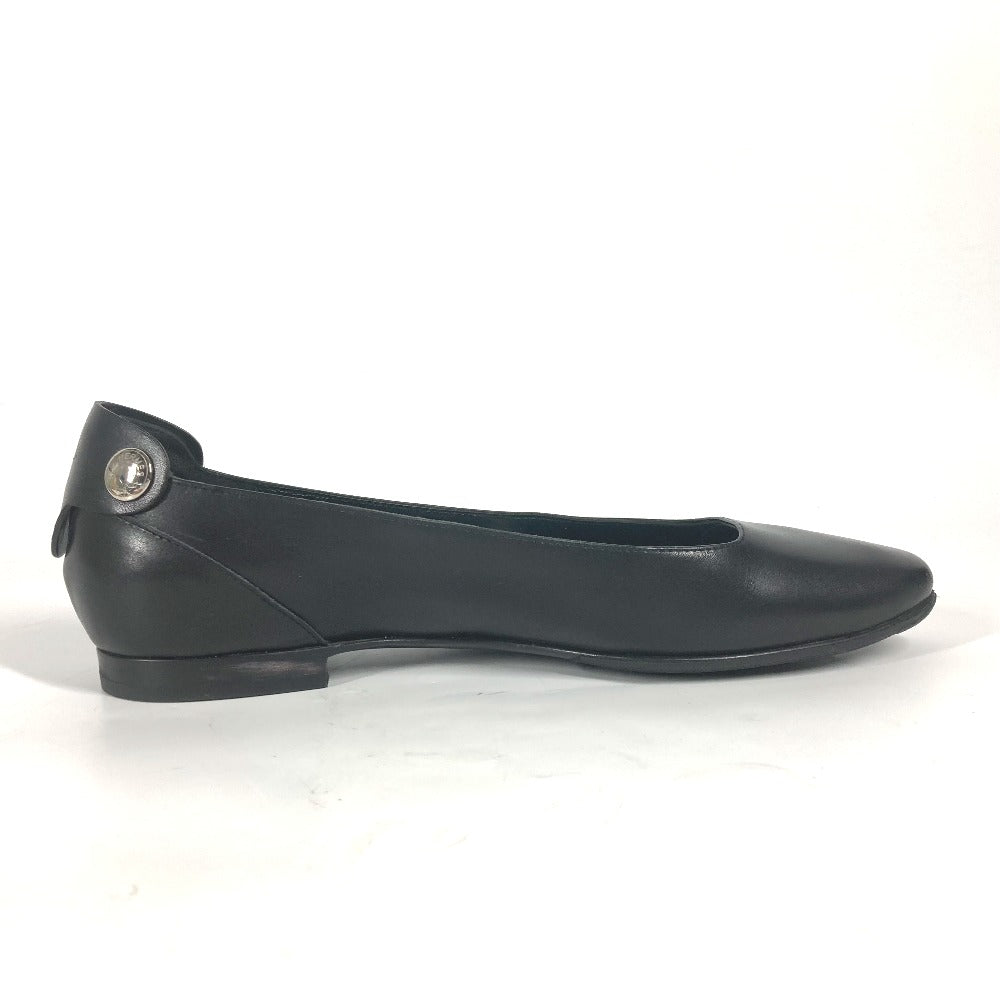 HERMES pumps leather black Serie Metal Flat shoes Women 35 Used Authentic