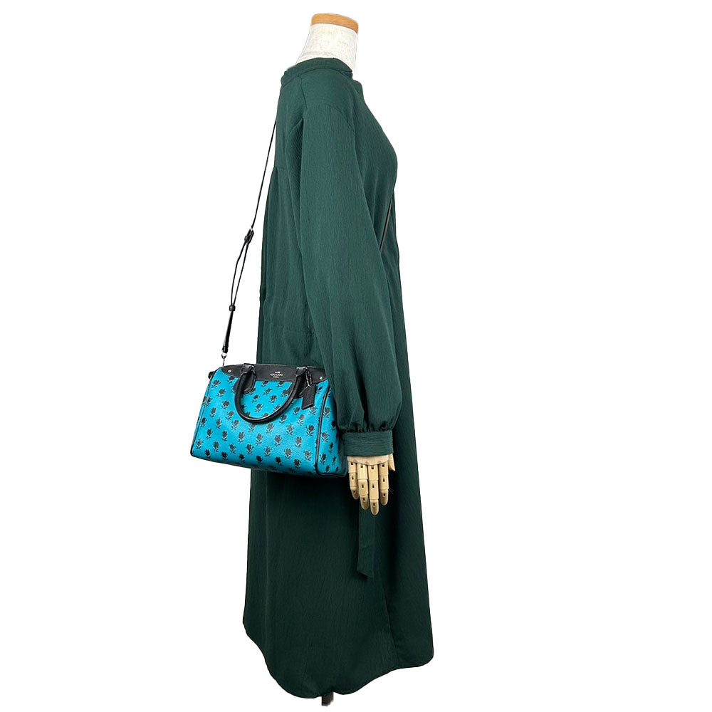 COACH Handbag F38160 PVC coated canvas, embossed leather black Women Used Authentic