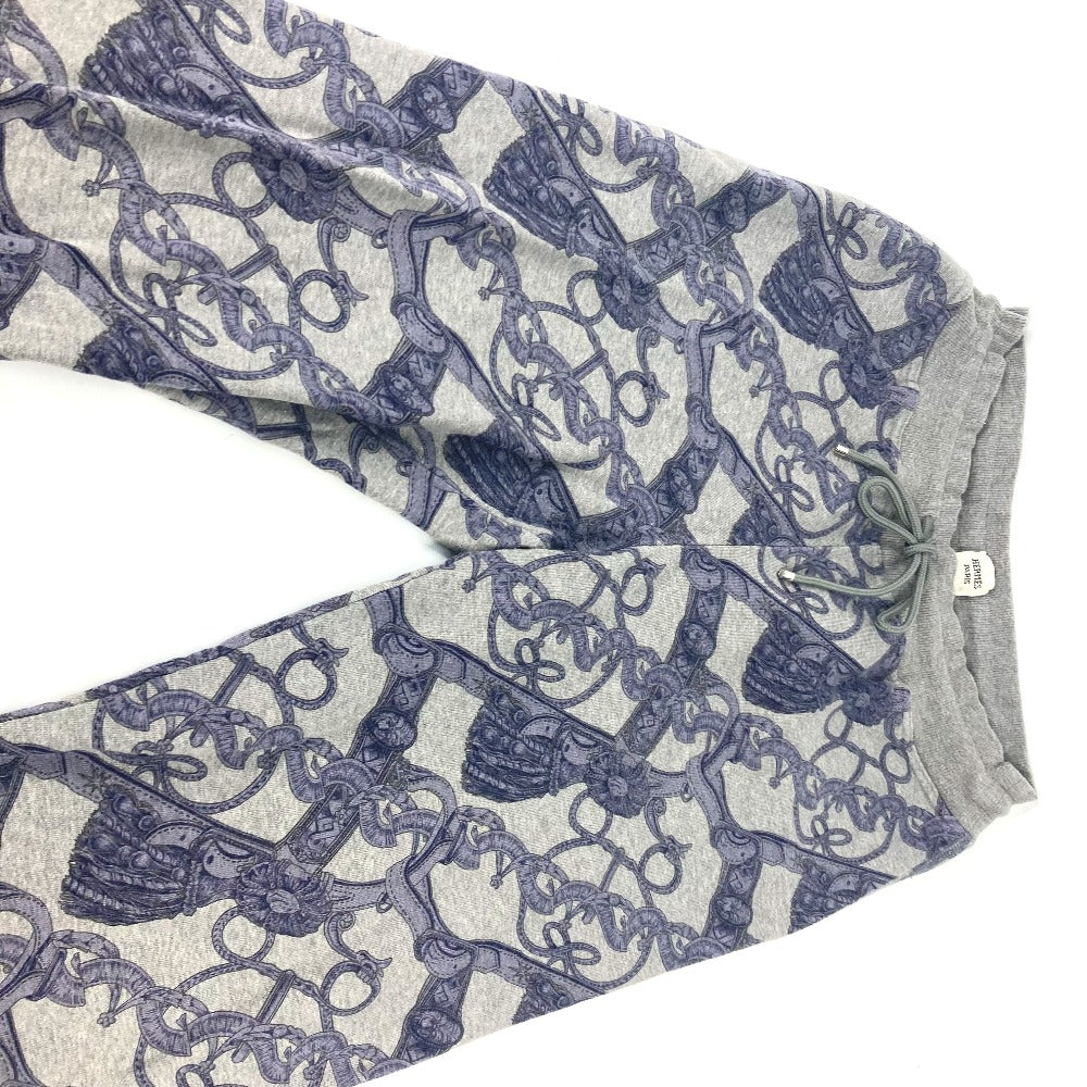 HERMES Pants cotton gray Long pants Overall handle Women 38 Used Authentic