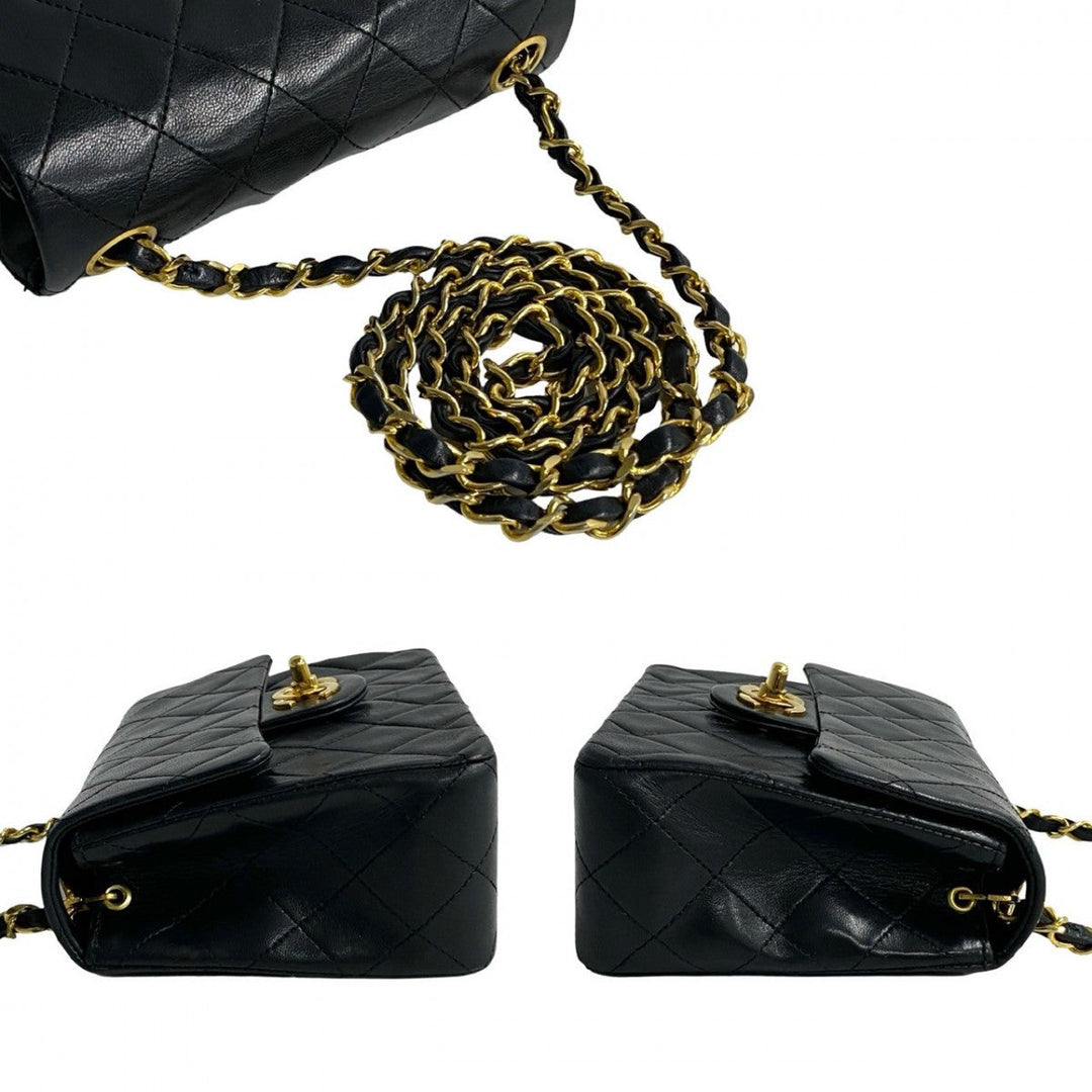 CHANEL Shoulder Bag lambskin black Matrasse