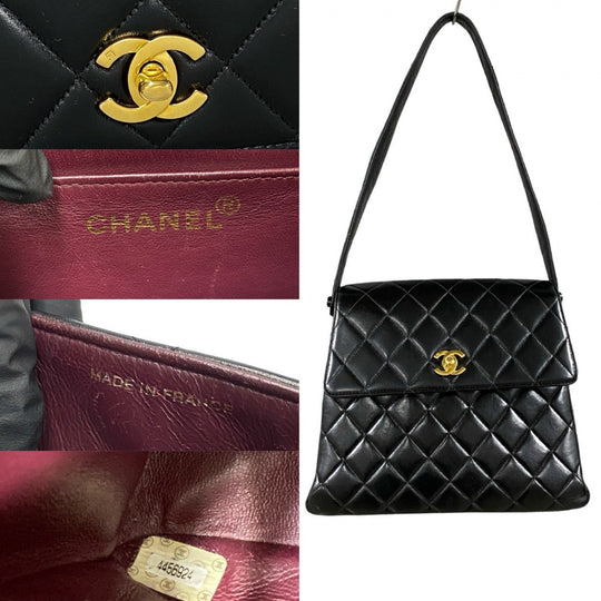 CHANEL Shoulder Bag lambskin black Matrasse