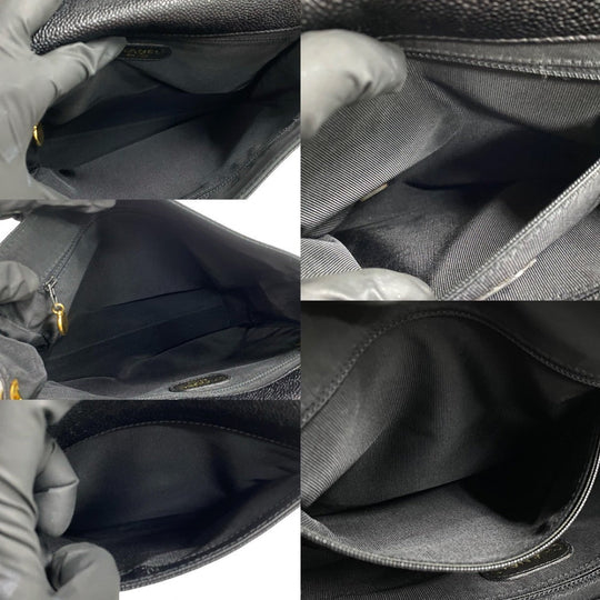 CHANEL Shoulder Bag Matt caviar skin black