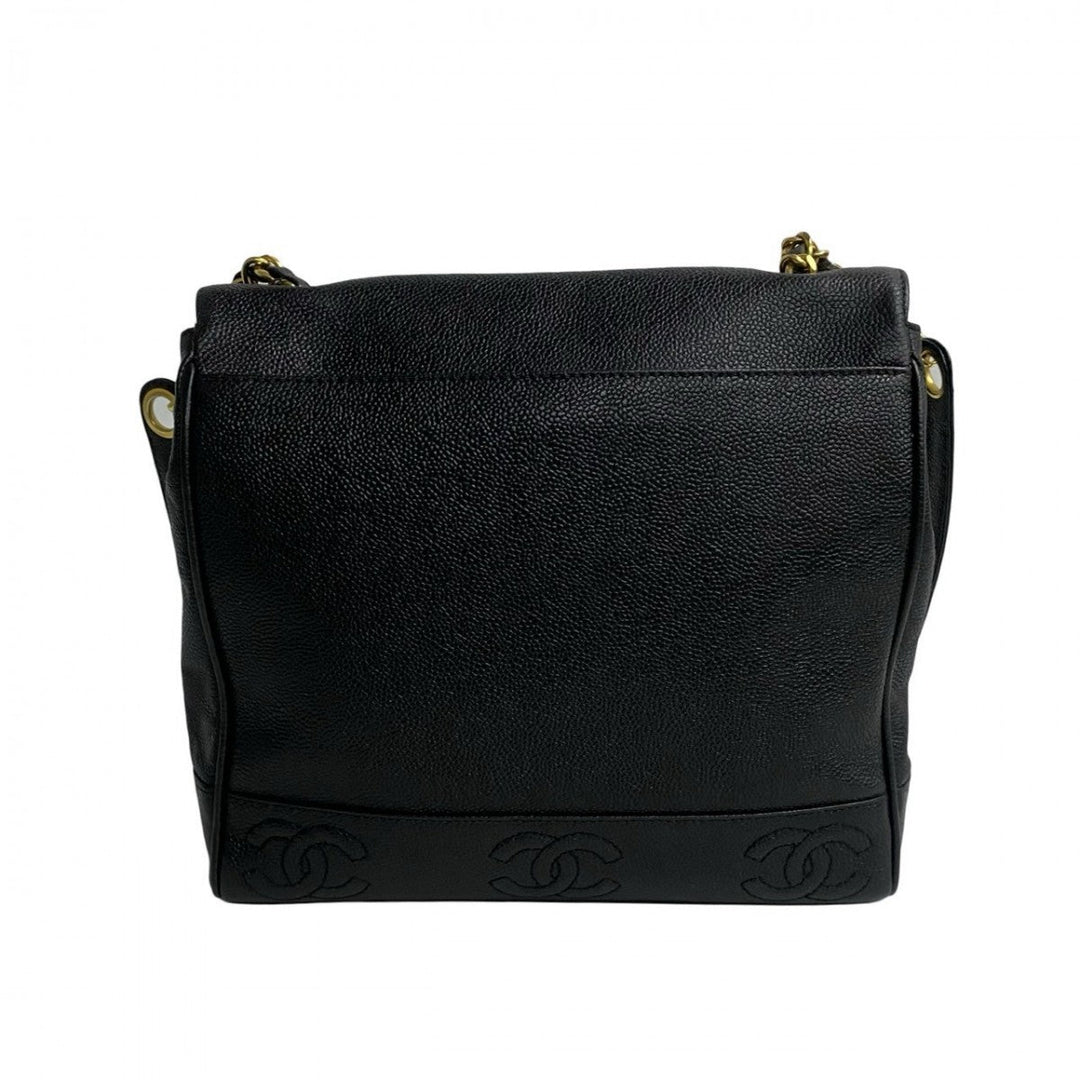 CHANEL Shoulder Bag Matt caviar skin black