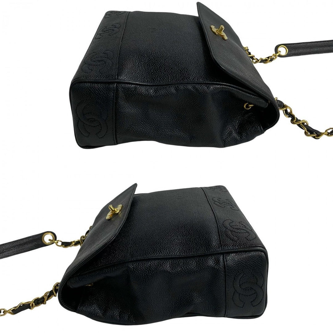 CHANEL Shoulder Bag Matt caviar skin black