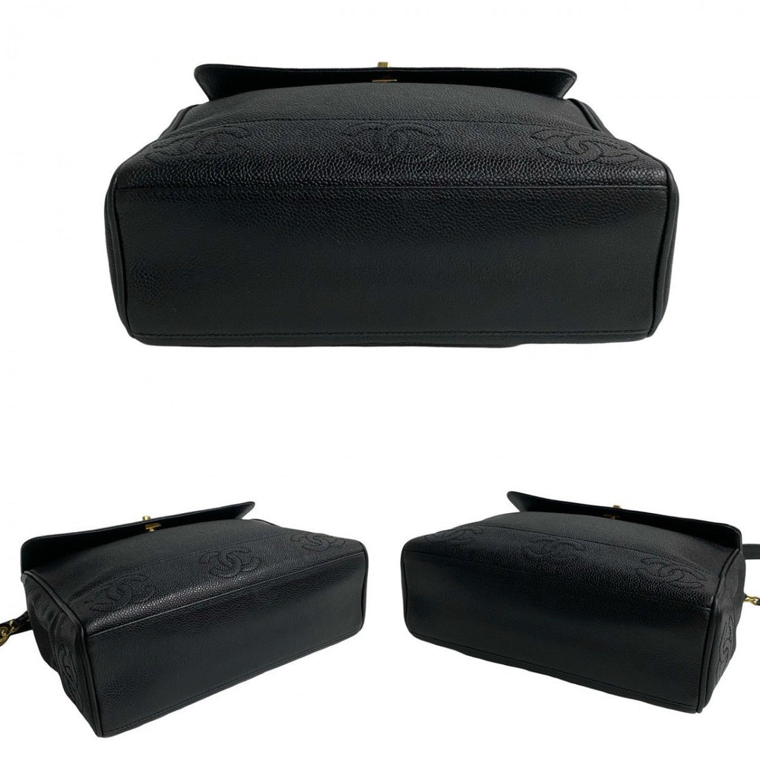 CHANEL Shoulder Bag Matt caviar skin black